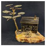 Farm House Tree Sculpture on Agate