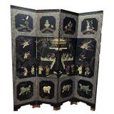 72" Tall 4-Panel Vintage Oriental Lacquer Screen