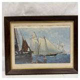 Framed Nautical Ship Art Print Sailing Yachts