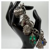 Ten Glass Faux Stone Ornate Fob Charm 800 Silver B