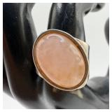 DTR Sterling Silver Oval Pink Rose Quartz Ring Sz