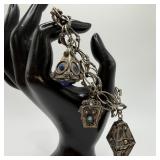 Glass Faux Stone Cabochons 800 Silver Bracelet Fiv