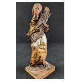 Vintage Paper Mache Old Woman With Sticks