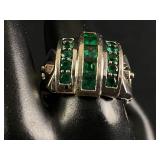 Vintage Mens 18K White Gold Natural 1.10 TCW Emera