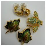 Joan Rivers Green Enamel and Rhinestone Jewelry Se