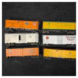 Six HO Scale Vintage Refrigerator and Boxcars Trai