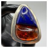 DTR Jay King Blue Lapis and Amber Resin Sterling S