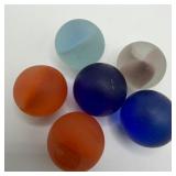Lot of 6 Vintage Frosted Satin Glass Marbles Assor