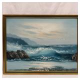 Coastal Seascape Oil Painting on Canvas Unsigned U