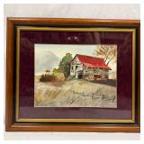 The Red Roof Shed Original Watercolor Painting Fra
