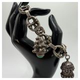 Gemstone Cabochon Fob Charm 800 Silver Floral Moti