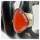 Carnelian Orange Tear Drop Shape Sterling Silver R
