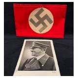 Nazi Party Member Arm Band & Hitler Postcard