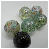 Lot of 6 Contemporary Art Glass Marbles with Confe