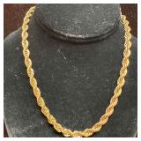 Vintage Gold Filled Rope Twist Necklace 1/20 12KT