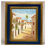 Santana Signed Artwork Painting Framed Gold Tone