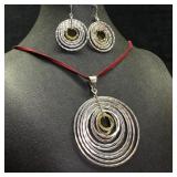Sterling Silver and Brass Concentric Ring Necklace