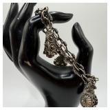 Silverwork Chain Ornate Fob Charm 800 Silver Brace