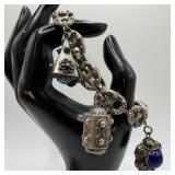 Silverwork Ornate Fob Charm Bracelet ER52 Floral 8