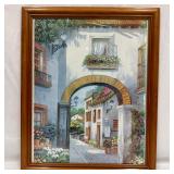 Wall Art Print Framed Mediterranean Alleyway Scene