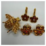 Joan Rivers Amber Crystal Bee and Floral Jewelry G
