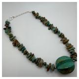 Jay King DTR Green Turquoise Carved Pendant Sterli