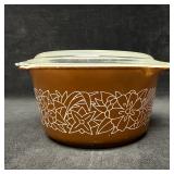 Pyrex Woodland Brown Floral Casserole Dish with Gl
