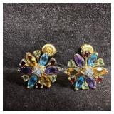 Gold-Plated Sterling 925 Multi-Stone Diamond Accen