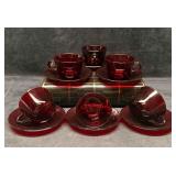 Set of 6 Vintage Anchor Hocking Red Ruby Glass Tea