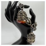 Ornate Granulation Filigree Silverwork Charms Silv