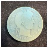 1907 S Barber Quarter Silver Coin Antique Vintage
