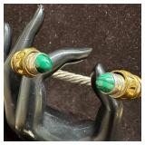 Heavy Cable Malachite Sterling Silver Mexico Open