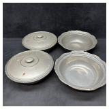 Pair of Wilton Armetale Pewter Covered Serving Bow