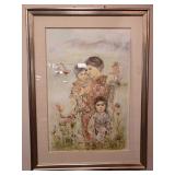 Edna Hibel Family of the Mountain Lake Signed Lith
