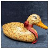 Decorative Floral Pattern Duck Decoy Figurine Deco