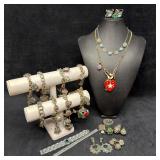Large Lot of Ornate Alpaca Silver Style Costume Je