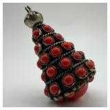 Victorian Etruscan Style Red Coral Unmarked Silver