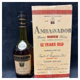 Ambassador 12 Year Scotch Whisky and Sealed Martel
