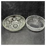 Two Vintage Cut Glass Serving Bowls