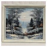 Winter Snow Landscape Oil Painting on Canvas Snowy