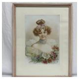 Antique Chromolithograph Portrait of a Victorian L