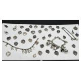 Sterling charm bracelets in charms