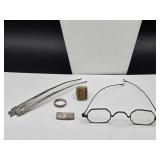 Antique eyeglasses hair pin and more