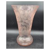 Large pink depression glass vase