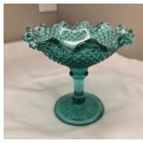 Westmoreland English Hobnail Teal Compote Dish