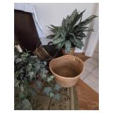 Basket and faux greenery lot