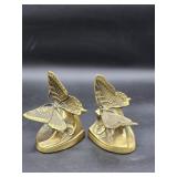 Vintage Brass Butterfly Bookends
