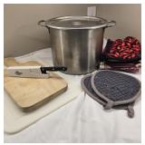 Small Stock, pot, chopping blocks and hot pads