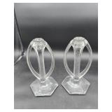 Westmoreland Etched Crystal Candle Holders