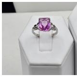 10K White Gold Pink Sapphire Ring